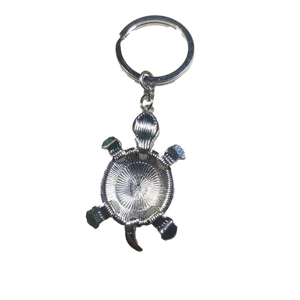 Rhinestone Turtle Keychain Silver Tone Sparkles